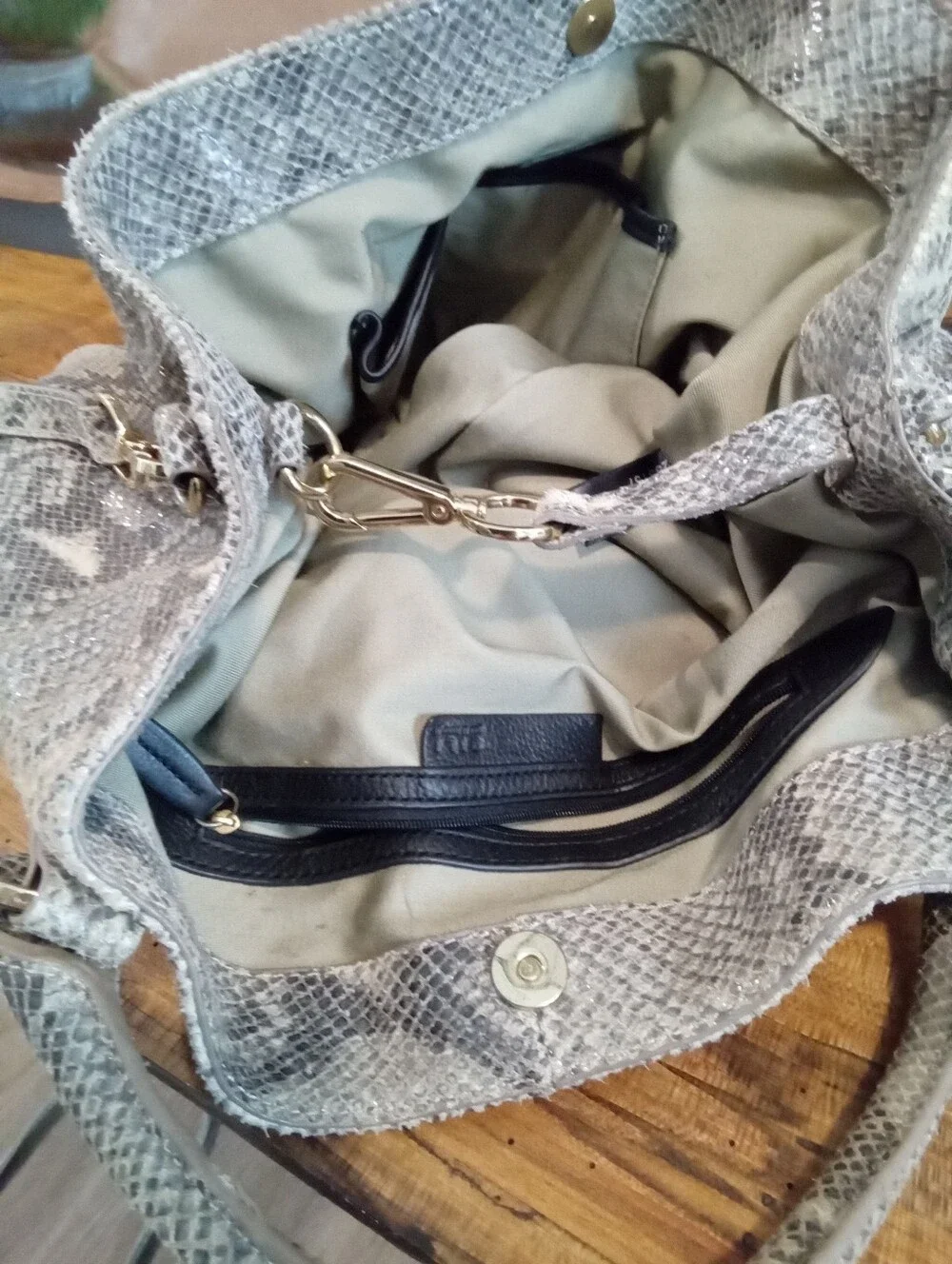 G.I.L.I. Got It Love It Python/Snakeskin Leather Slouchy Hobo Bag Fringe Tassel